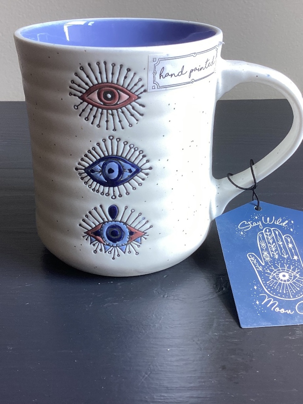 NWT Good Vibes Ceramic Stacked Evil Eyes Design “Stay Wild Moon Child”